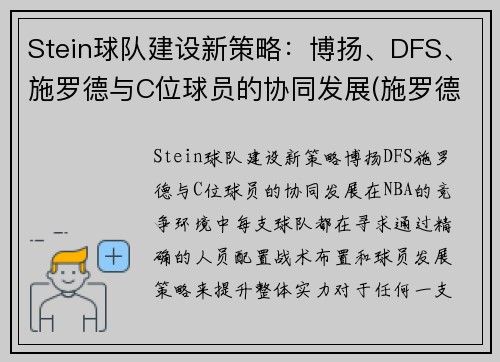 Stein球队建设新策略：博扬、DFS、施罗德与C位球员的协同发展(施罗德 cba)